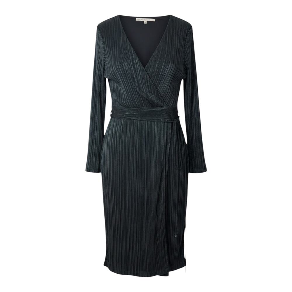 Rachel Rachel Roy black ribbed wrap dress with v-neck and tie belt size 1X (NWT)